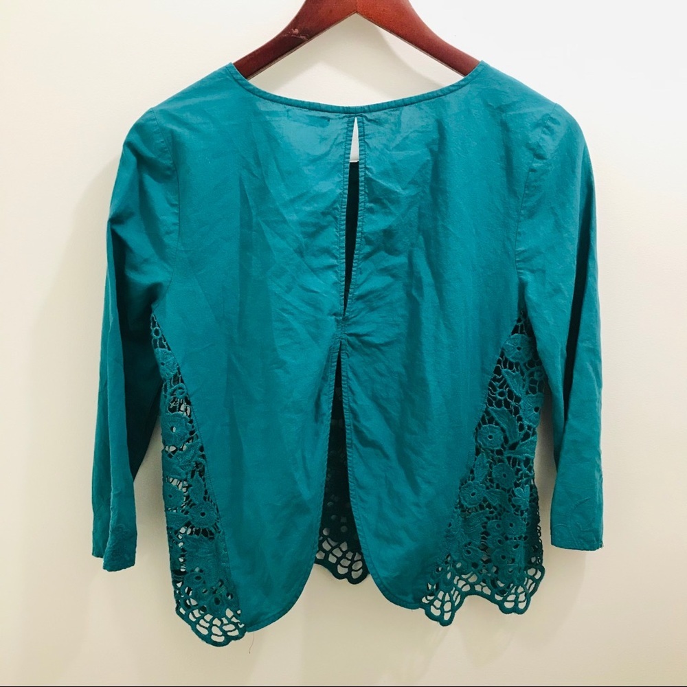 Kimchi Blue Teal Lace Blouse - Picture 3 of 12